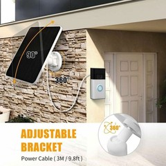 Solar Panel Charger 4W for Ring Video Doorbell 4/3/2 Solar Charger W/Power Cable