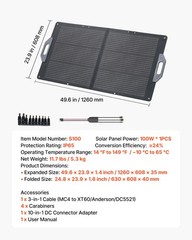 VEVOR 100W Foldable Solar Panel Charger Portable Monocrystalline Solar Panel
