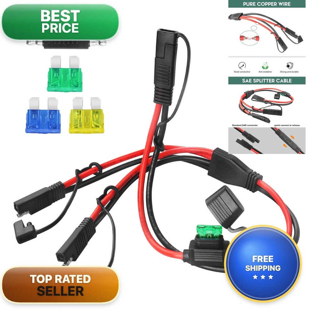 PAEKQ 10AWG SAE Y Splitter Cable 1 to 2 Way Extension Cord with Fuse
