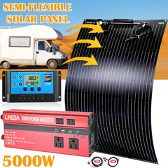 5000W Solar Power Kit DC 12V to AC 110V Inverter 100W Solar panel Home Outside