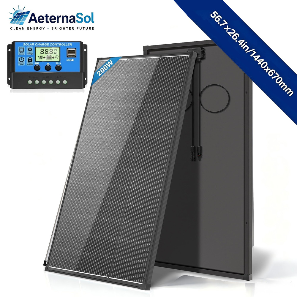 200W Solar Panel Monocrystalline Cell Battery Power Boat Roof Home Off-Grid Kit