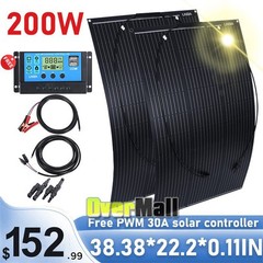 200W Watt 12V Portable Flexible Solar Panel (100W*2PCS) For RV/Car battery/Home
