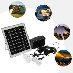 12V Solar Panel Power Generator Kit Battery Pack Power Station USB w/ 4 Bulbs