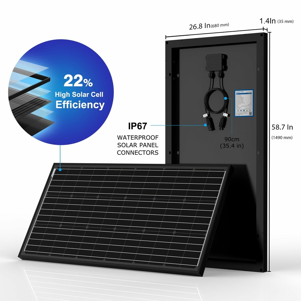 ⭐AP 200W 12V Monocrystalline for Water Pumps, Residential Power-1 Pack⭐️