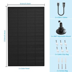 2 Pack Solar Panel for Security Camera，Solar Panel Charger with USB & Type C