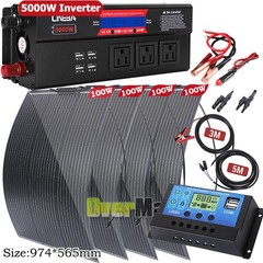 1-4X Flexible 100W Watt Solar Panel Mono 5000W Inverter Kit 18V for Sunshed RV