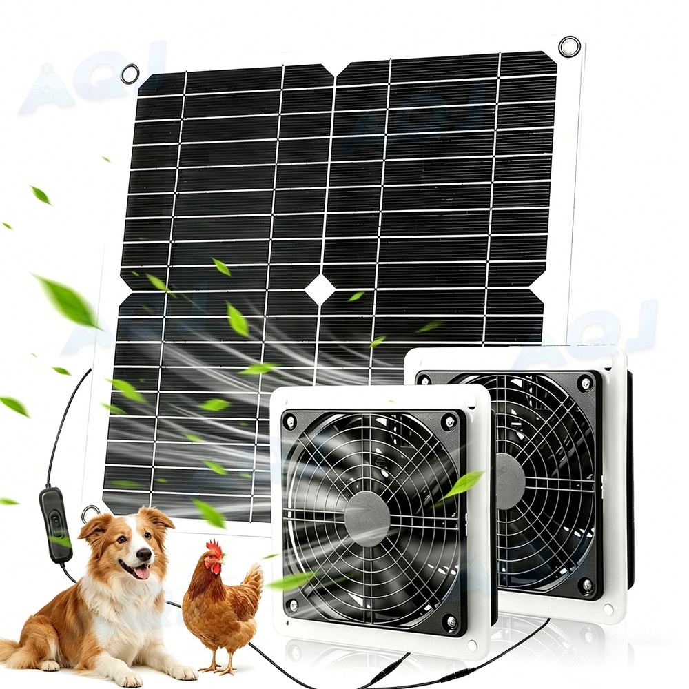 Waterproof 30W Solar Panel 3200RPM Silent Exhaust Fan Kit for Flower House