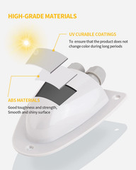 White Solar Double Cable Entry Gland Box, RV Roof Waterproof ABS Solar Entry Hou