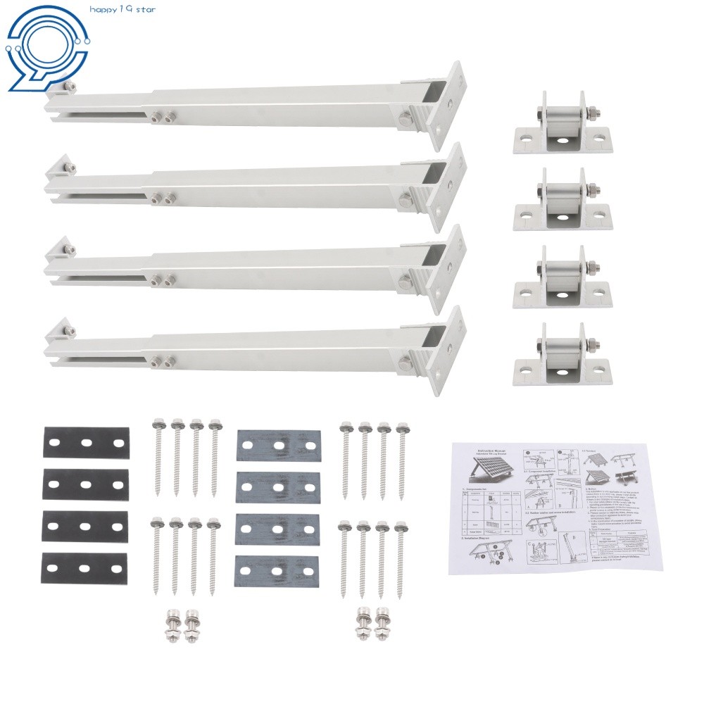 2 Set Heavy Duty Solar Panel Mount Kit Portable Aluminum Bracket for RV Caravan
