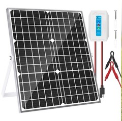 Solar Panel Kit 30W 12V, Solar Battery Trickle Charger Maintainer + Upgrade W…