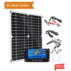 200W Solar Panel Kit 12V Dual 5V USB Outputs Solar Panel Controller Combo,wit…