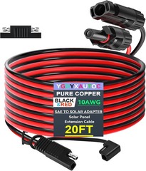 10AWG 20FT Solar Adapter to SAE Extension Cable, Male & Female Solar Panel Pl…
