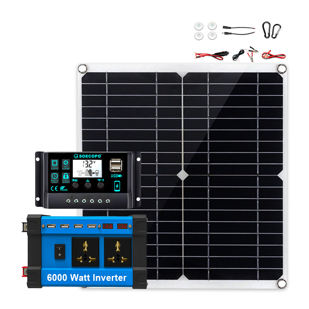 6000W 110V 100A Solar Panel Kit Complete Solar Power Generator Home Grid System