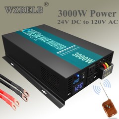 24V DC to AC 120V 3000W Pure Sine Wave Inverter Power Converter Truck Car Remote