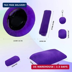 7PCS Set Car Interior Aesthetic Accessories Fluffy Steering