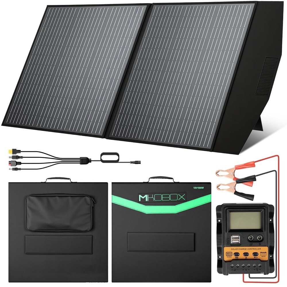 100W Portable Foldable Solar Panel Kit 12V Controller USB