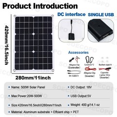 10000W Solar Kit Inverter 12V24V-110V/220V + 2pcs Solar Panels + Controller 100A