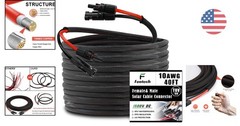 Energy Efficient 40FT 10AWG Braided Solar Cable with Rated Connectors