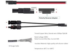 MC-4 to SAE Solar Panel Adapter Cable 10AWG 13.8 in with 2 Reverse Adapters