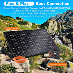 Solar Connector to DC 8Mm Adapter Cable, 8.2 Ft 14AWG Solar Panel
