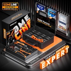 Solar Connector Crimping Tool Kit, 14-10 AWG Crimper with 12 Connectors Wrench