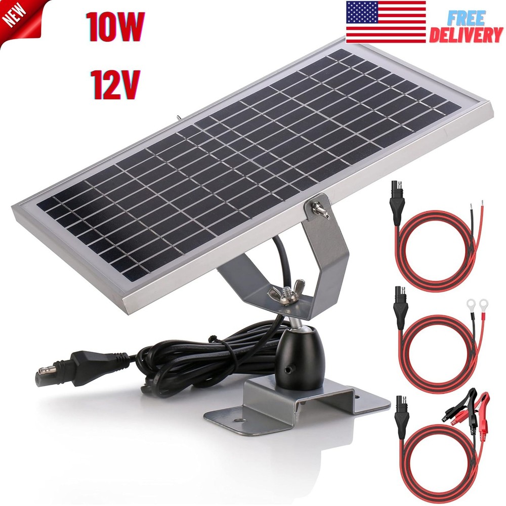 10W 12V Solar Battery Charger Maintainer Panel for Car Boat Marine RV Trailer