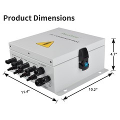 PowGrow PV Combiner Box, 4 String Metal Solar Combiner Box with 15A Rated Cur…