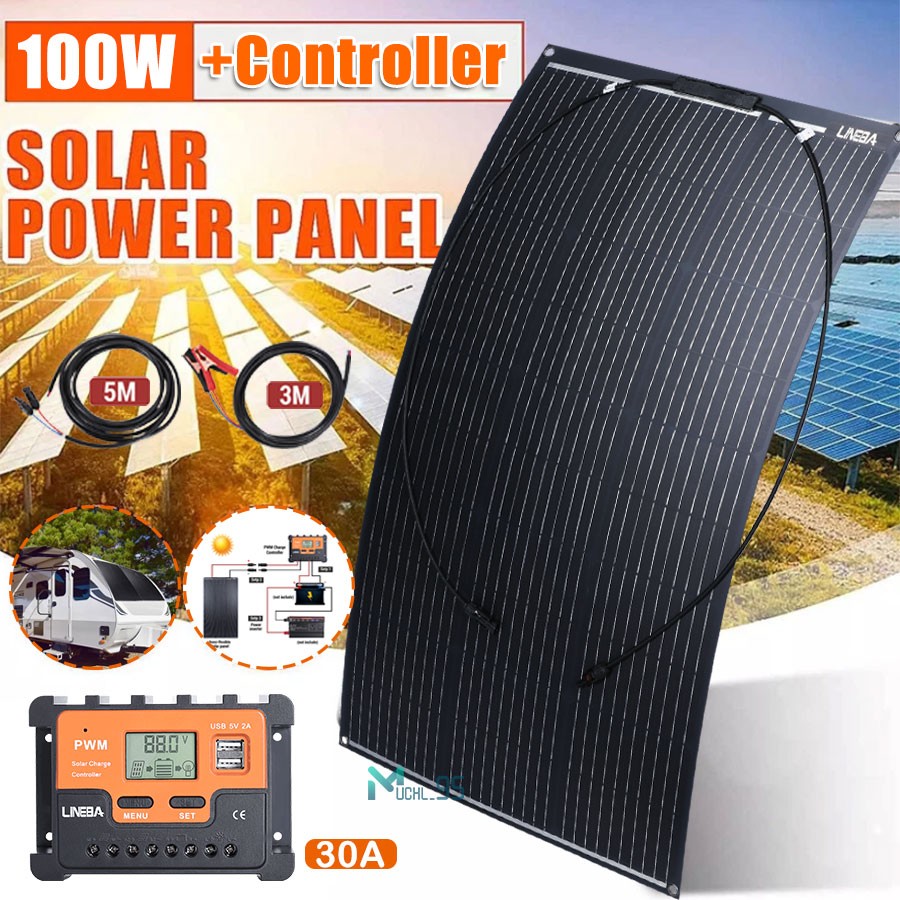 100W Mono Solar Panel Controller kit Off-Grid Battery Power RV Home Boat Camping