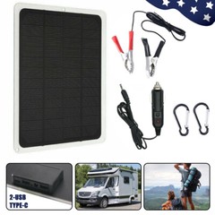 20W Trickle Charger Solar Panel Kit 12V Battery Charger Maintainer Boat RV Car