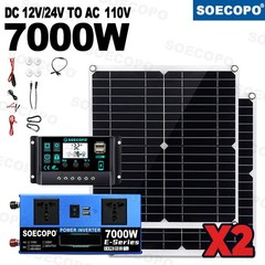 Powerful 7000W Solar Generator Kit | Inverter, 2pcs Solar Panels + Controller