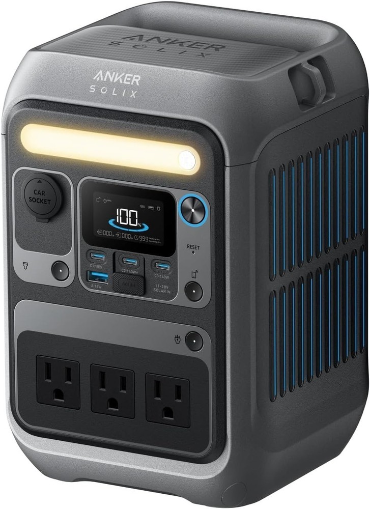 Anker Portable Power Station SOLIX C300, 288Wh LiFePO4 Backup Battery 300W Solar