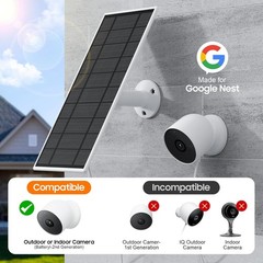 Solar Panel Google Nest Camera 2Pack Upgraded Solar Power Charger Google Nest