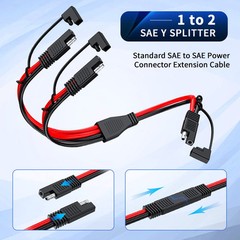 10AWG SAE Y Splitter Cable SAE Quick Disconnect Connector, 1 to 2 SAE to SAE …