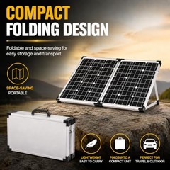GP-PSK-90 90W Portable Folding Solar Panel Kit, 10 Amp Solar 90 Watt