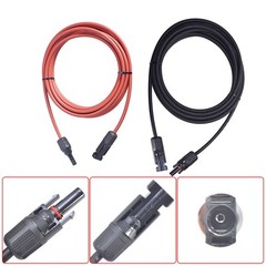 1Pair Solar Panel Extension Cable Wire Connector 12AWG 10ft Black + Red