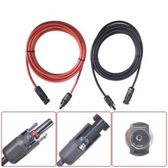 1 Pair 12AWG 15ft Black+Red Solar Panel Extension Cable Wire Connector Black+Red