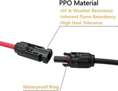 Solar Parallel Connector Y Splitter 1Y3 10 AWG Solar Cable Connector Red & Black