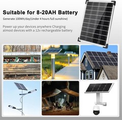 20W Solar Panel 18V Trickle Charger Battery Charger Kit Maintainer Boat Car RV