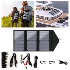 2USB 60W Solar Panel Kit Folding Power Bank Outdoor Camping Hiking Phone Charg37