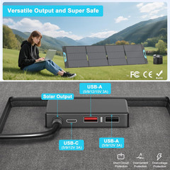 220W Portable Solar Panel for Power Station, 23.5% High Efficiency ETFE Foldable