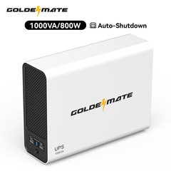 Goldenmate UPS 800W LiFePO4 Battery Pure Sine Wave Automatic Shutdown for NAS/PC