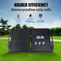 100W Portable Solar Panel for Power Station, 24% High Efficiency ETFE Foldable