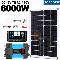 6000W Solar System DC12V to 110V/220V Inverter System100A Controller 500W Panel