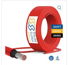 Solar Super Sonic 8AWG PV Wire 300ft, DC1500V AC1000V DCDX10R Red Tin Coated