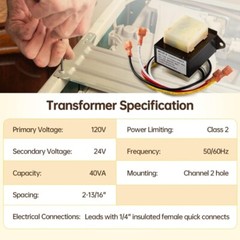 Upgrades 24V 40VA Replacement Converter for HVAC Control Systems & Furnaces