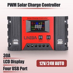 30A PWM Solar Charge Controller PV Regulator For Lifepo4 Lead Acid Gel 4 USB