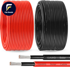 Solar Panel Wire 10 Awg 6Mm² Solar Extension Cable 200Ft Black & 200