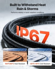 30ft 10 AWG Solar Wire, -40°F–194°F Rated, XLPE Jacket, MC4 Connectors