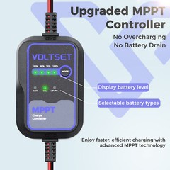 Upgraded 20W 12V Solar Battery Trickle Charger Maintainer with MPPT Controller