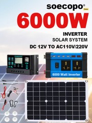 6000W-100A 110V Solar Panel Kit Complete Solar Power Generator Home Grid SysteMm
